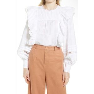 TED BAKER SILAIS FRILL COTTON BLOUSE
